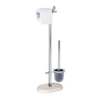 WENKO Puro Stand WC-Garnitur – Maße: 29 x 72 x 15,5 cm, Farbe: Silber