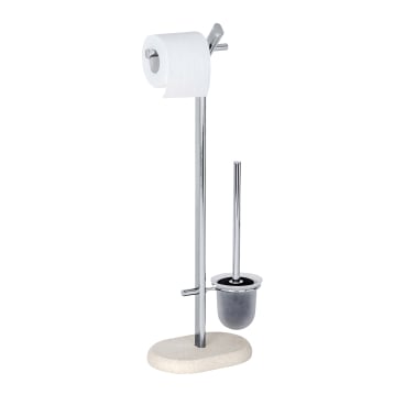 WENKO Puro Stand WC-Garnitur – Maße: 29 x 72 x 15,5 cm, Farbe: Silber