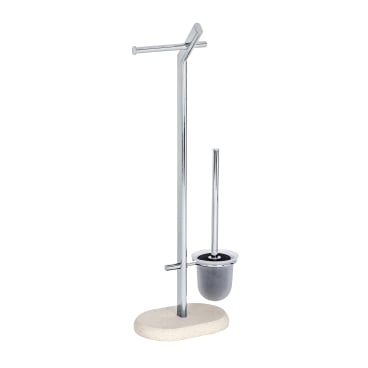 WENKO Puro Stand WC-Garnitur – Maße: 29 x 72 x 15,5 cm, Farbe: Silber