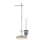WENKO Puro Stand WC-Garnitur – Maße: 29 x 72 x 15,5 cm, Farbe: Silber