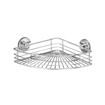 WENKO Bari Vacuum-Loc Eckablage – Maße: 31,5 x 8,5 x 22 cm, Farbe: Silber