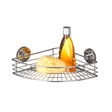 WENKO Bari Vacuum-Loc Eckablage – Maße: 31,5 x 8,5 x 22 cm, Farbe: Silber