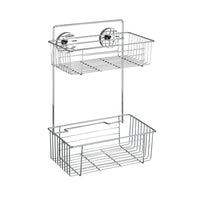 WENKO Vacuum-Loc Wandregal Bari Chrom 2 Etagen Badregal Ohne Bohren Silber