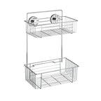 WENKO Vacuum-Loc Wandregal Bari Chrom 2 Etagen Badregal Ohne Bohren Silber