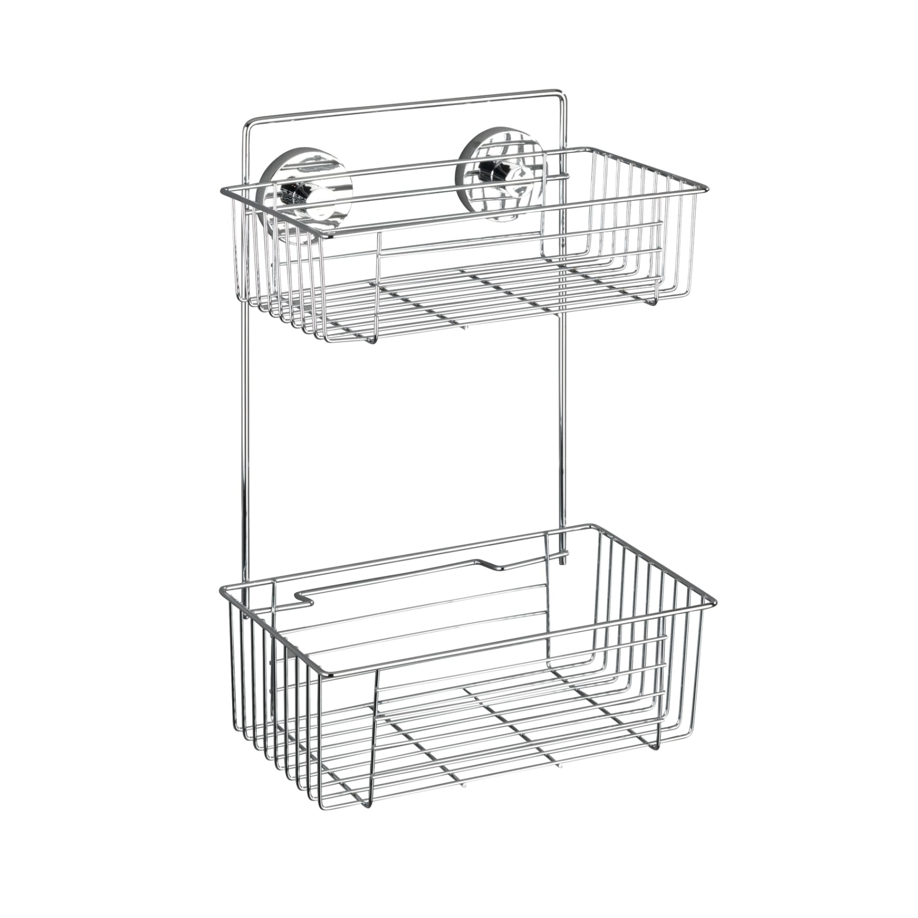 WENKO Vacuum-Loc Wandregal Bari Chrom 2 Etagen Badregal Ohne Bohren Silber