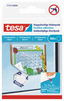 tesa® doppelseitige Klebepads für transparente Oberflächen und Glas, Transparent, 60 Stück