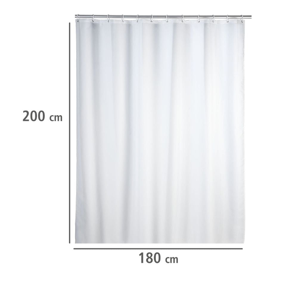 Anti-Schimmel Duschvorhang Uni White, 180 x 200 cm, Textil (Polyester), 180 x 200 cm, waschbar
