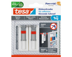 tesa Klebeschraube tesa für Tapete & Putz verstellbar weiß 1 kg Belastung 2 Stk.