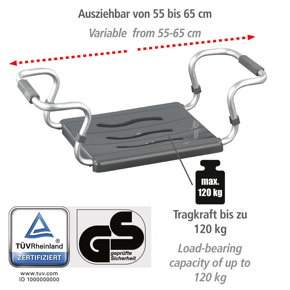 Badewannensitz Mod. Secura Silber, 120 kg Tragkraft