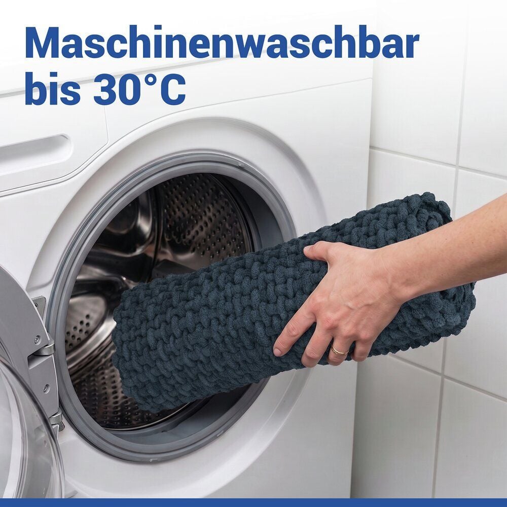Badteppich Mod. Covelo Dunkelblau, 50 x 80 cm, rutschfest und waschbar bis 30 °C