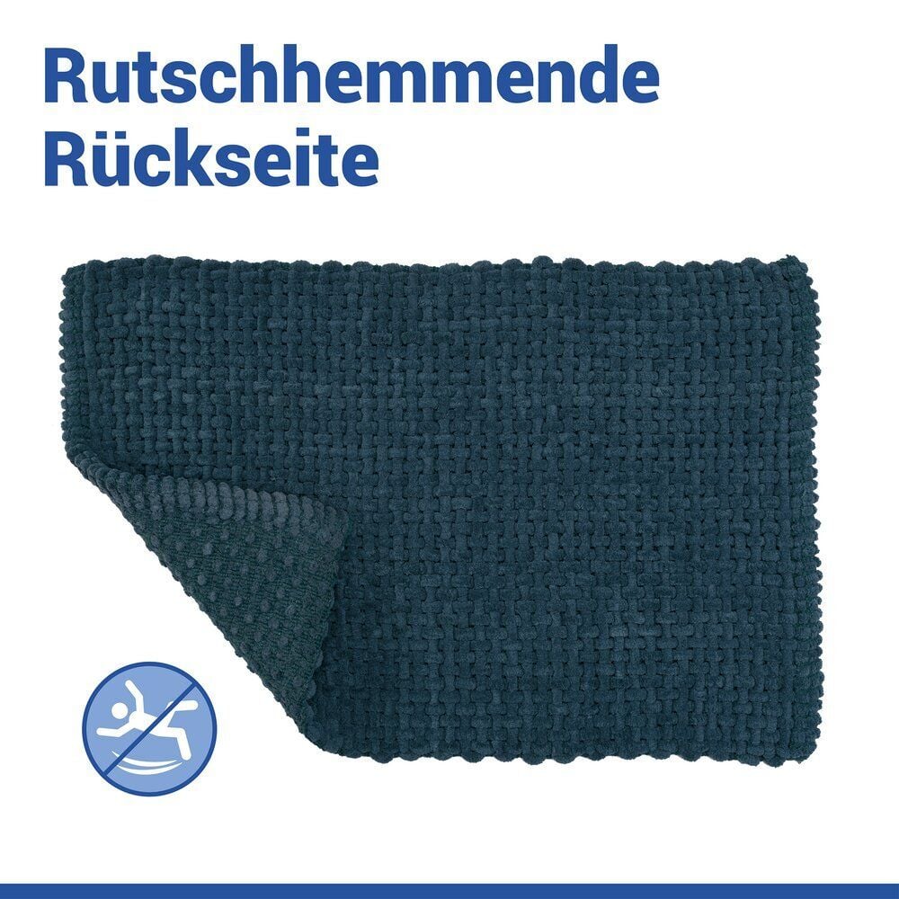 Badteppich Mod. Covelo Dunkelblau, 50 x 80 cm, rutschfest und waschbar bis 30 °C