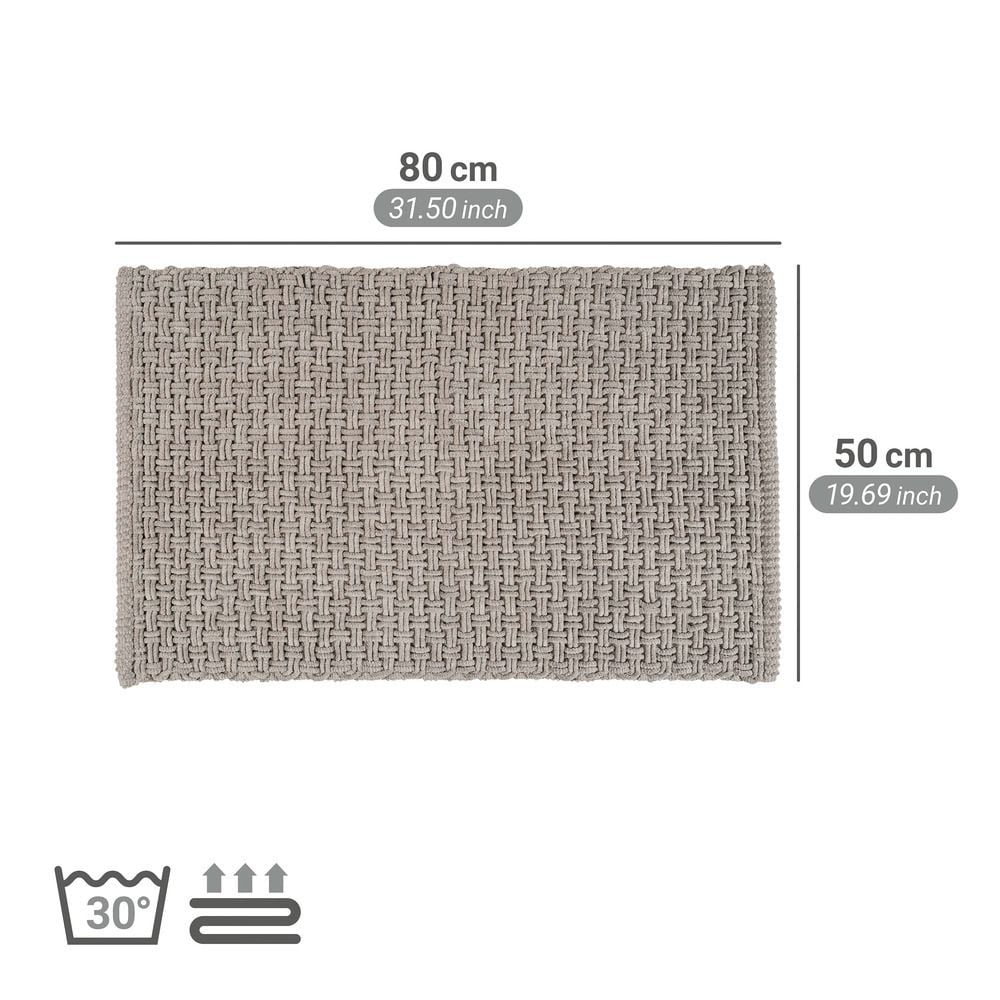 Badteppich Mod. Ecoli, grau, Polyester-Baumwolle, 50x80 cm, rutschhemmend, geeignet für