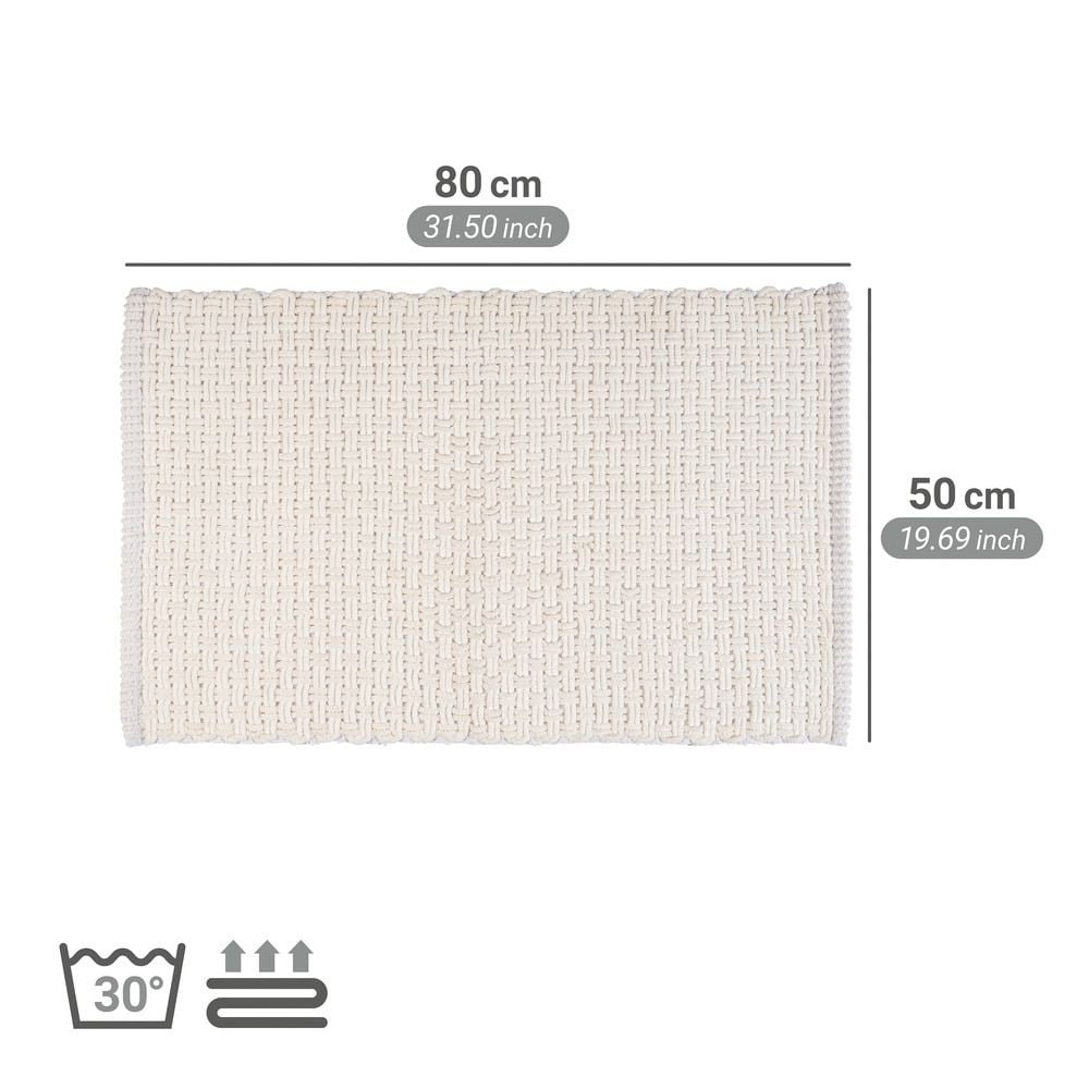Badteppich Mod. Ecoli, weiß, Polyester/Baumwolle, 50x80 cm, rutschhemmende Rückseite,