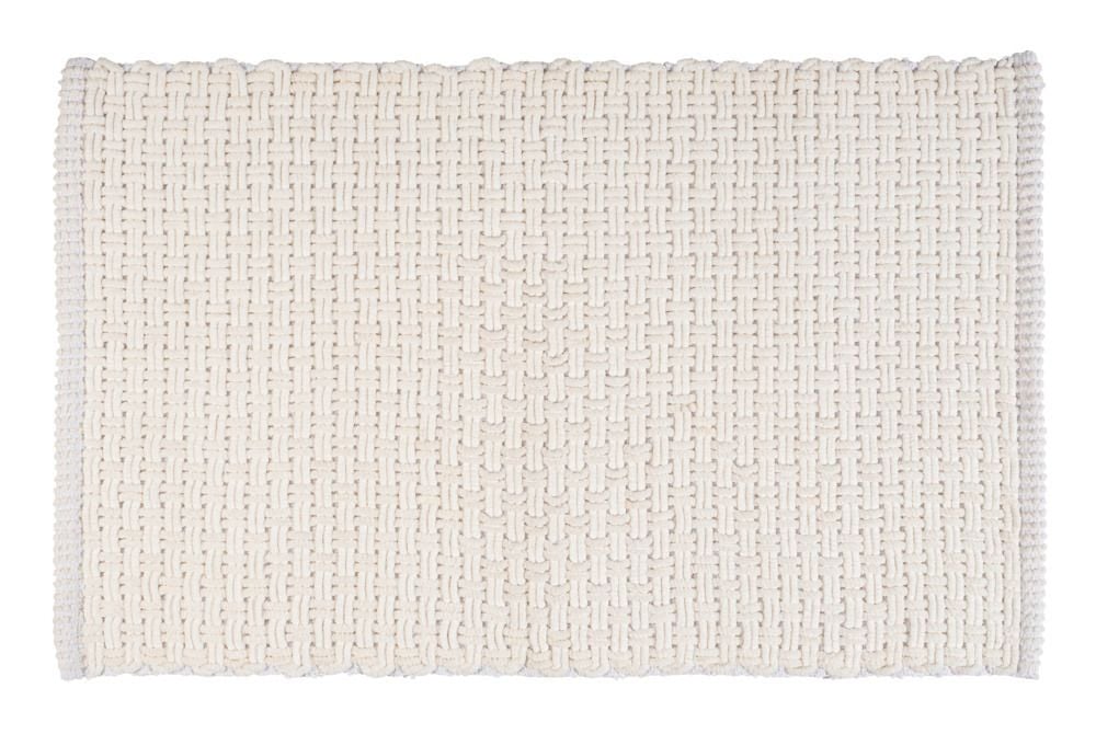 Badteppich Mod. Ecoli, weiß, Polyester/Baumwolle, 50x80 cm, rutschhemmende Rückseite,