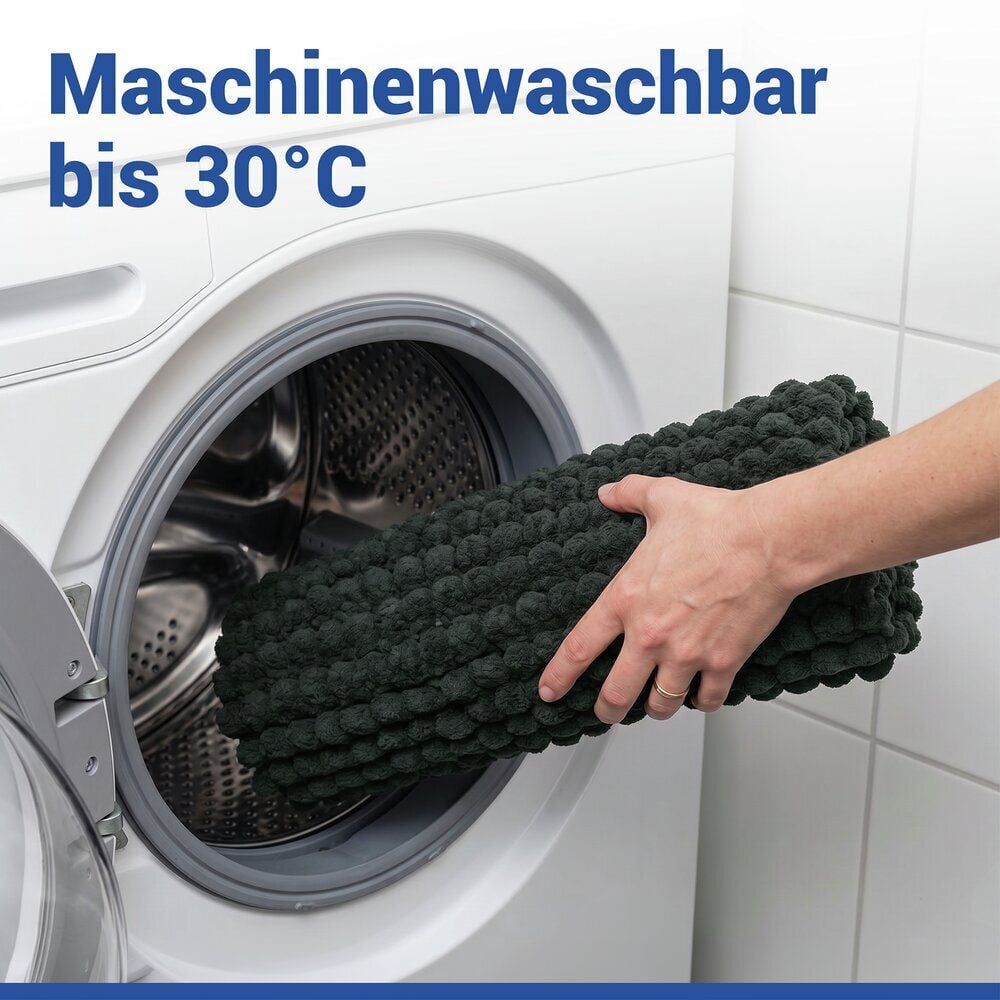Badteppich Mod. Solivo Dunkelgrün, 50 x 80 cm, rutschfest und waschbar bis 30 °C