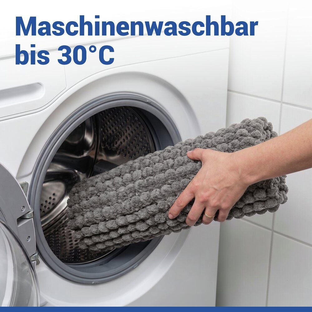 Badteppich Mod. Solivo Grau, 50 x 80 cm, rutschfest und waschbar bis 30 °C