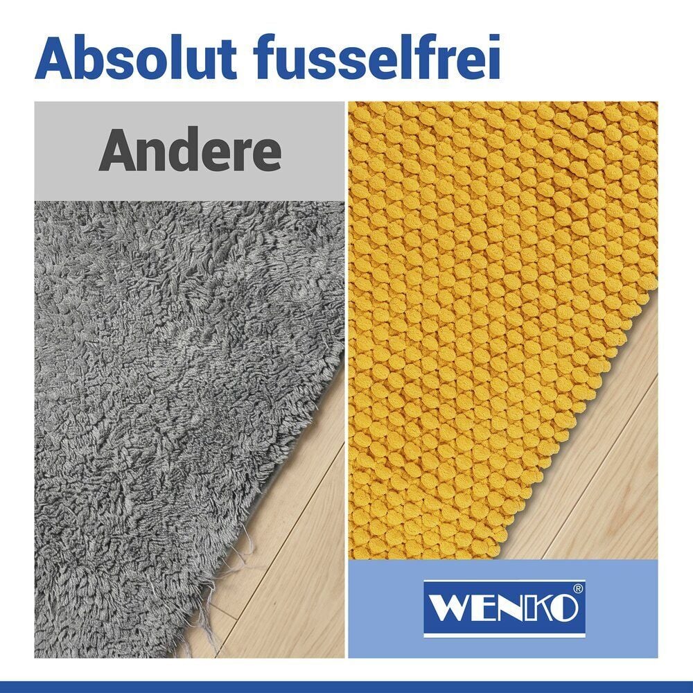 Badteppich Mod. Solivo Senfgelb, 50 x 80 cm, rutschfest und waschbar bis 30 °C