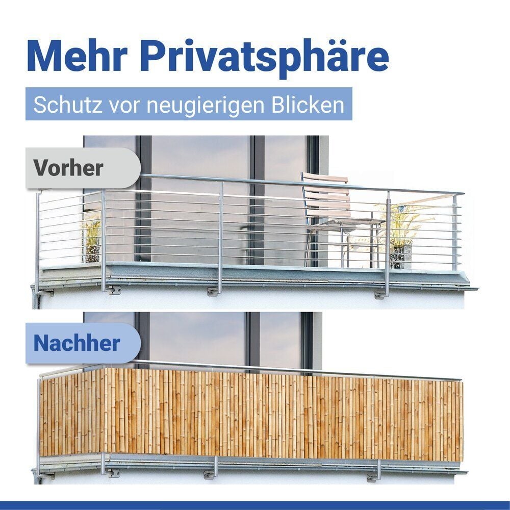 Balkon-Sichtschutz Mod. Bambus, 5 m, UV- und witterungsbeständig