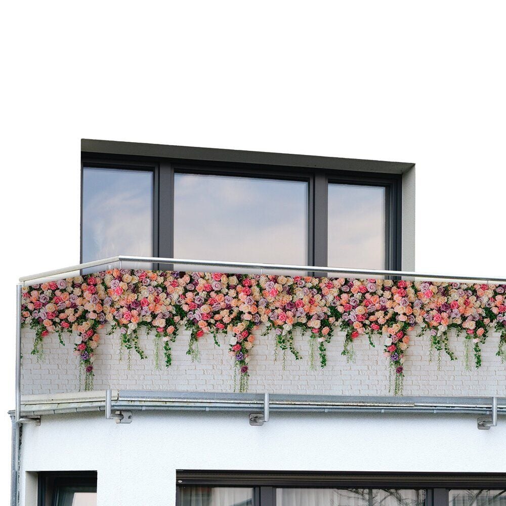 Balkon-Sichtschutz Mod. Rosen, 5 m, UV- und witterungsbeständig