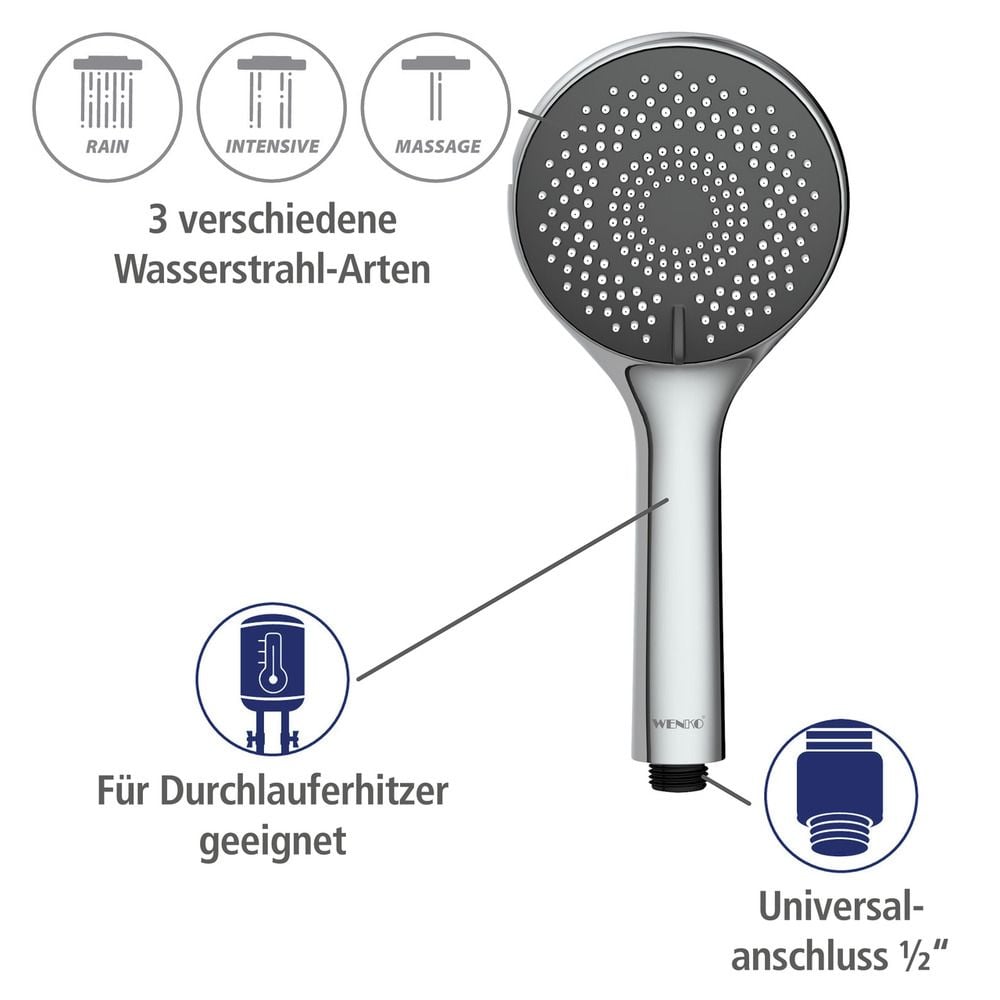 Brauseset Watersaving Chrom, Länge Stange: 70 cm