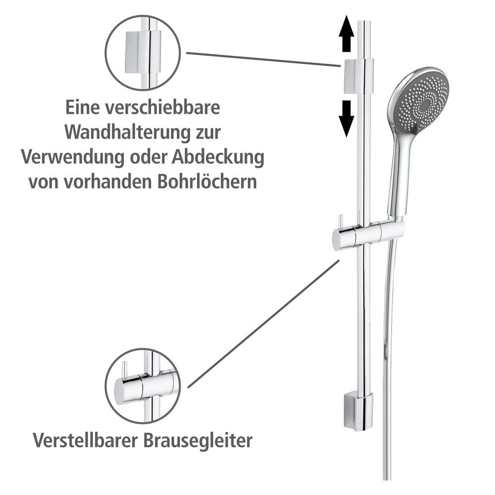 Brauseset Watersaving Chrom, Länge Stange: 70 cm