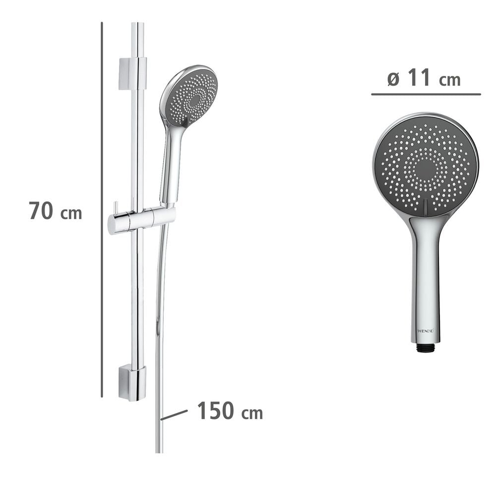 Brauseset Watersaving Chrom, Länge Stange: 70 cm
