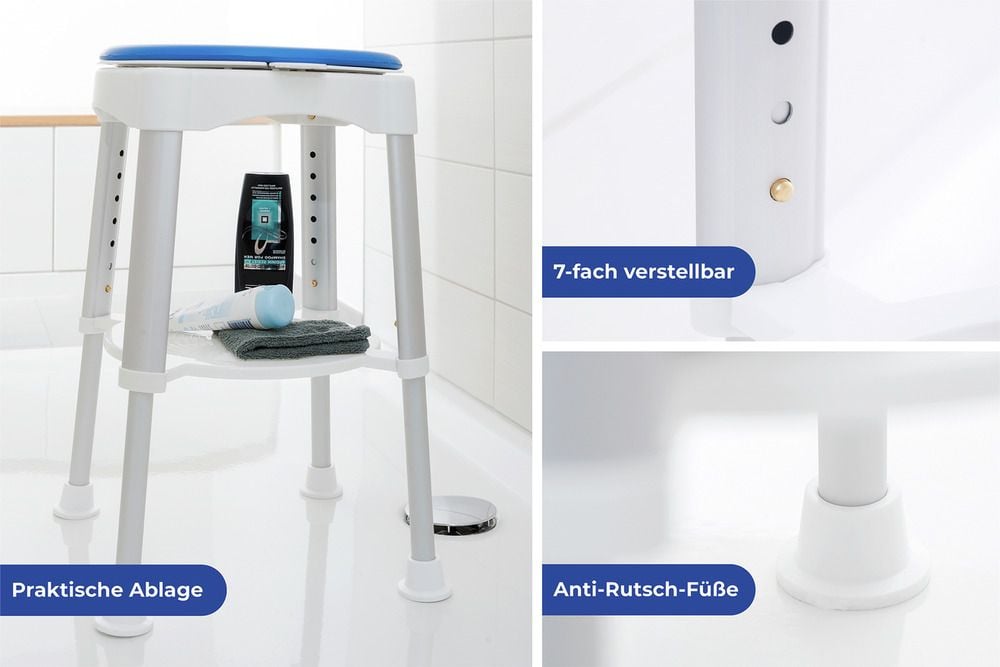 Dusch-Stuhl, Duschhocker mit praktischen Funktionen