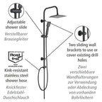 Duschsystem Mod. Quadro Schwarz matt, mit Regendusche und Handbrause