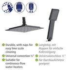 Duschsystem Mod. Quadro Schwarz matt, mit Regendusche und Handbrause