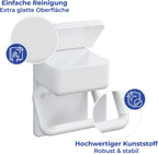 WENKO Toilettenpapierhalter 2 in 1 mit Feuchttücherbox Ablage Weiß WC Rollen