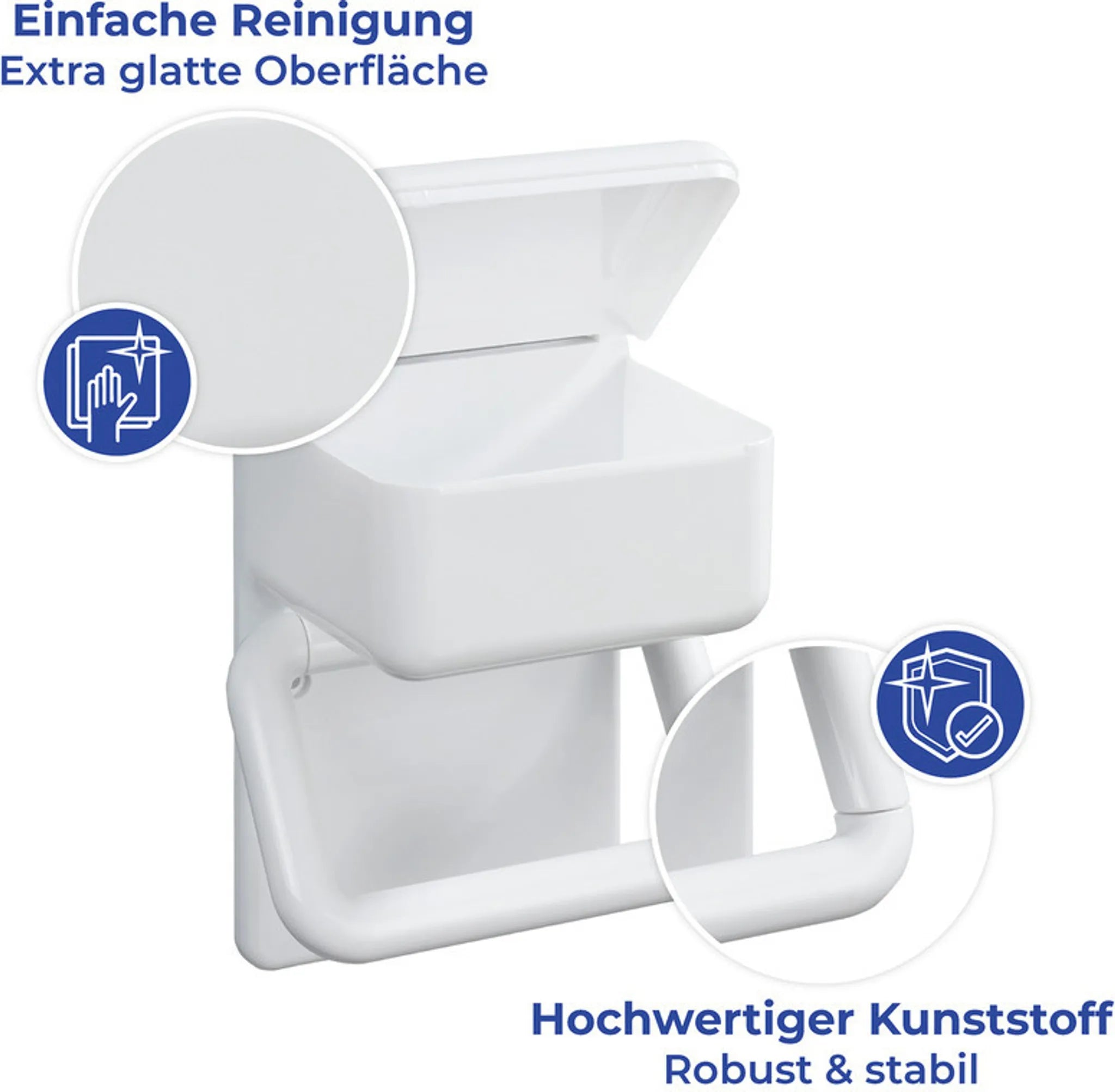 WENKO Toilettenpapierhalter 2 in 1 mit Feuchttücherbox Ablage Weiß WC Rollen