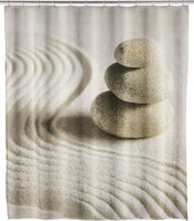 WENKO Dusch Vorhang Badewannen Ringe Wannen SAND STONE 180x200 cm waschbar