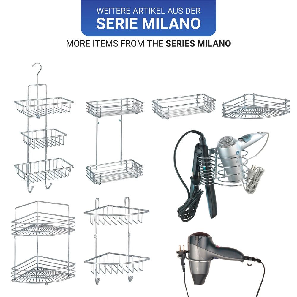 Eckwandablage Mod. Milano mit 2 Etagen, Chrom