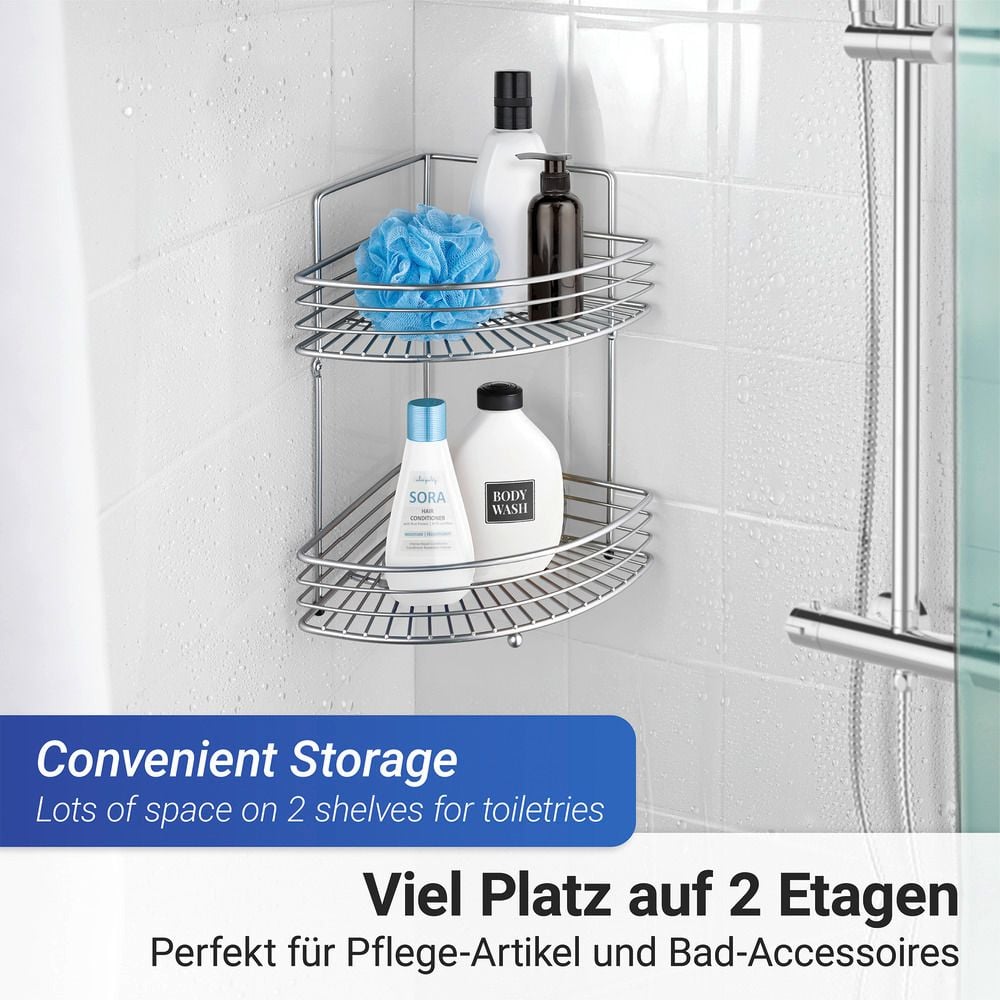 Eckwandablage Mod. Milano mit 2 Etagen, Chrom