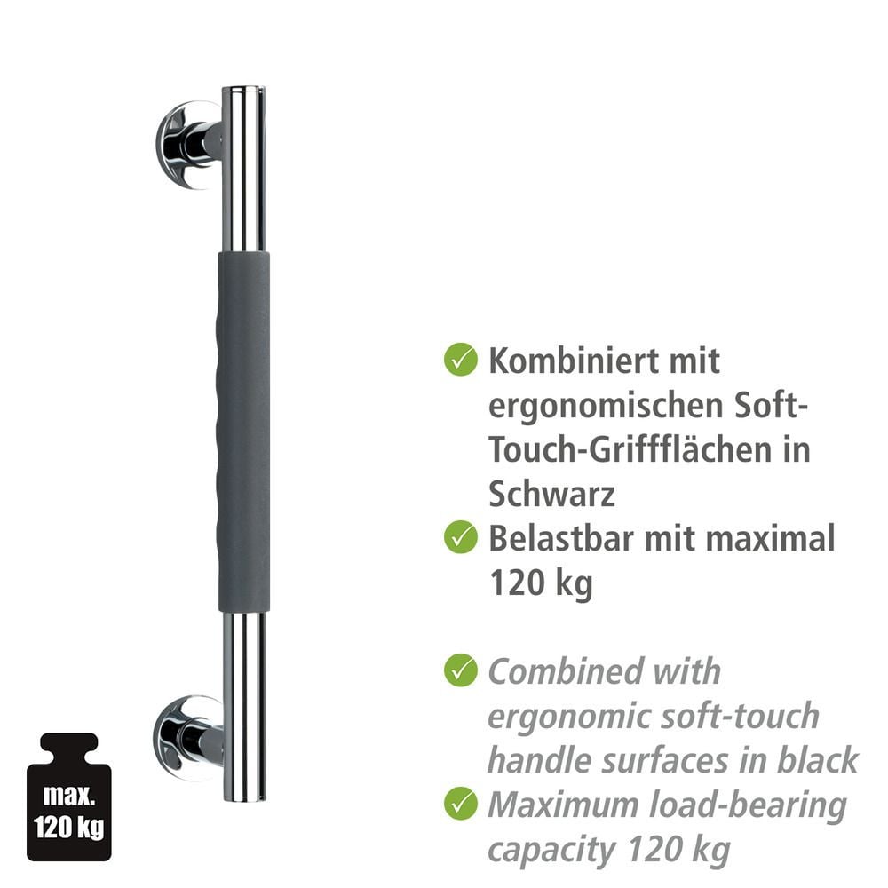 Edelstahl Wandhaltegriff Mod. Secura 40,5 cm, Bad-Sicherheitsgriff, belastbar bis 120 kg