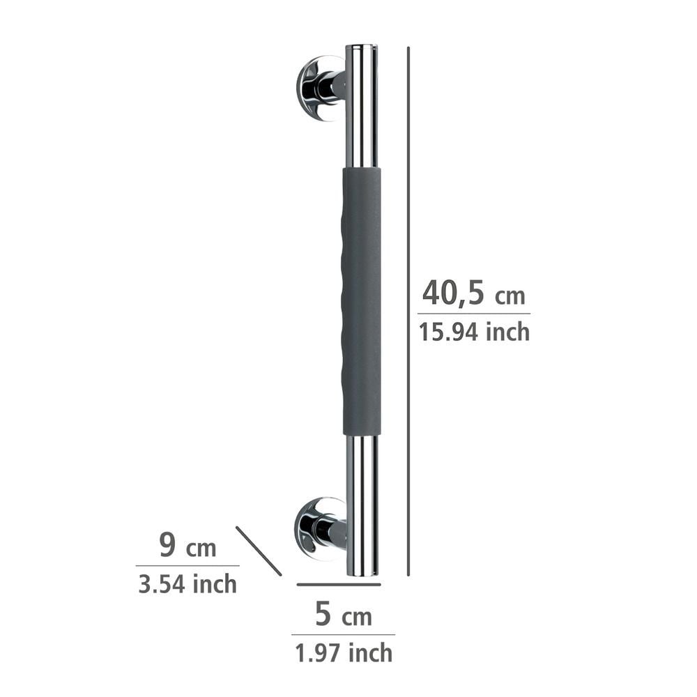Edelstahl Wandhaltegriff Mod. Secura 40,5 cm, Bad-Sicherheitsgriff, belastbar bis 120 kg