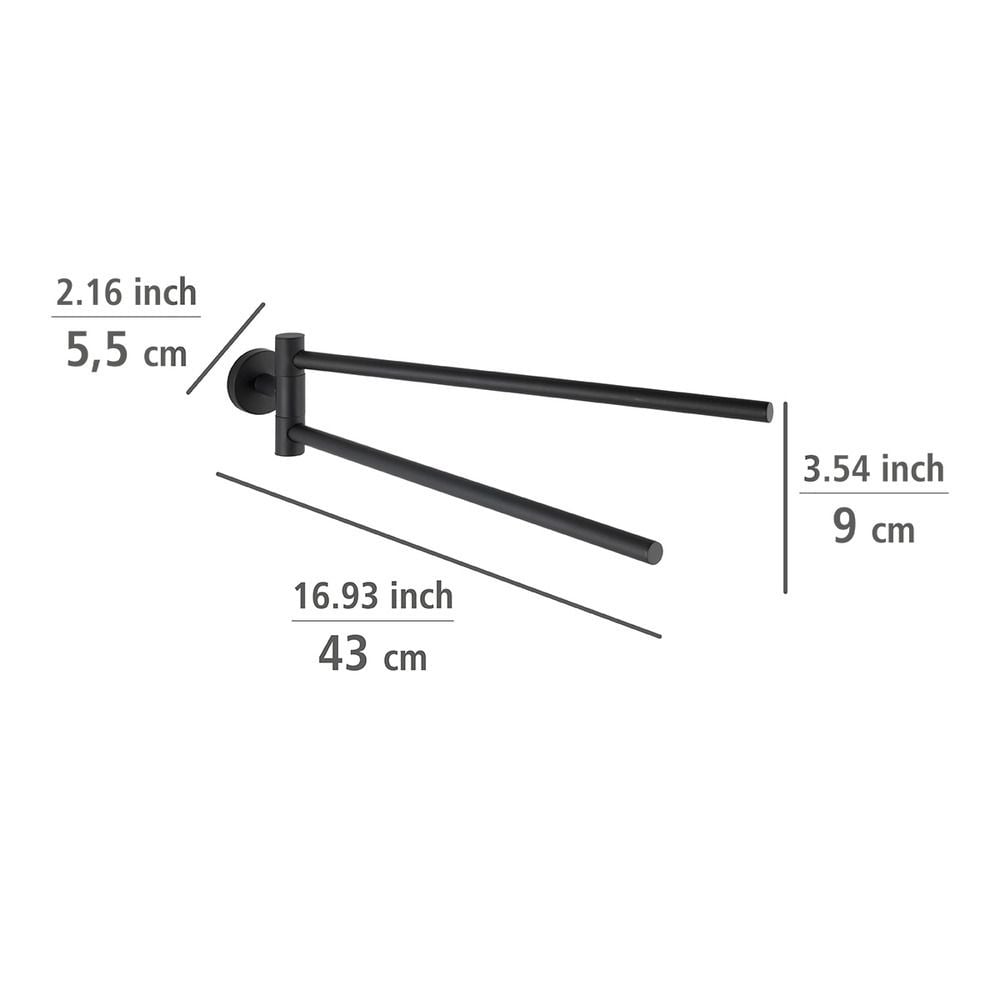 Handtuchhalter Mod. Bosio Black matt mit 2 Armen, rostfrei