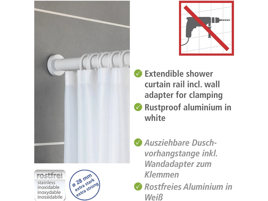 Wenko Teleskop-Duschvorhangstange Luz ausziehbar rostfrei 70 cm - 115 cm Weiß