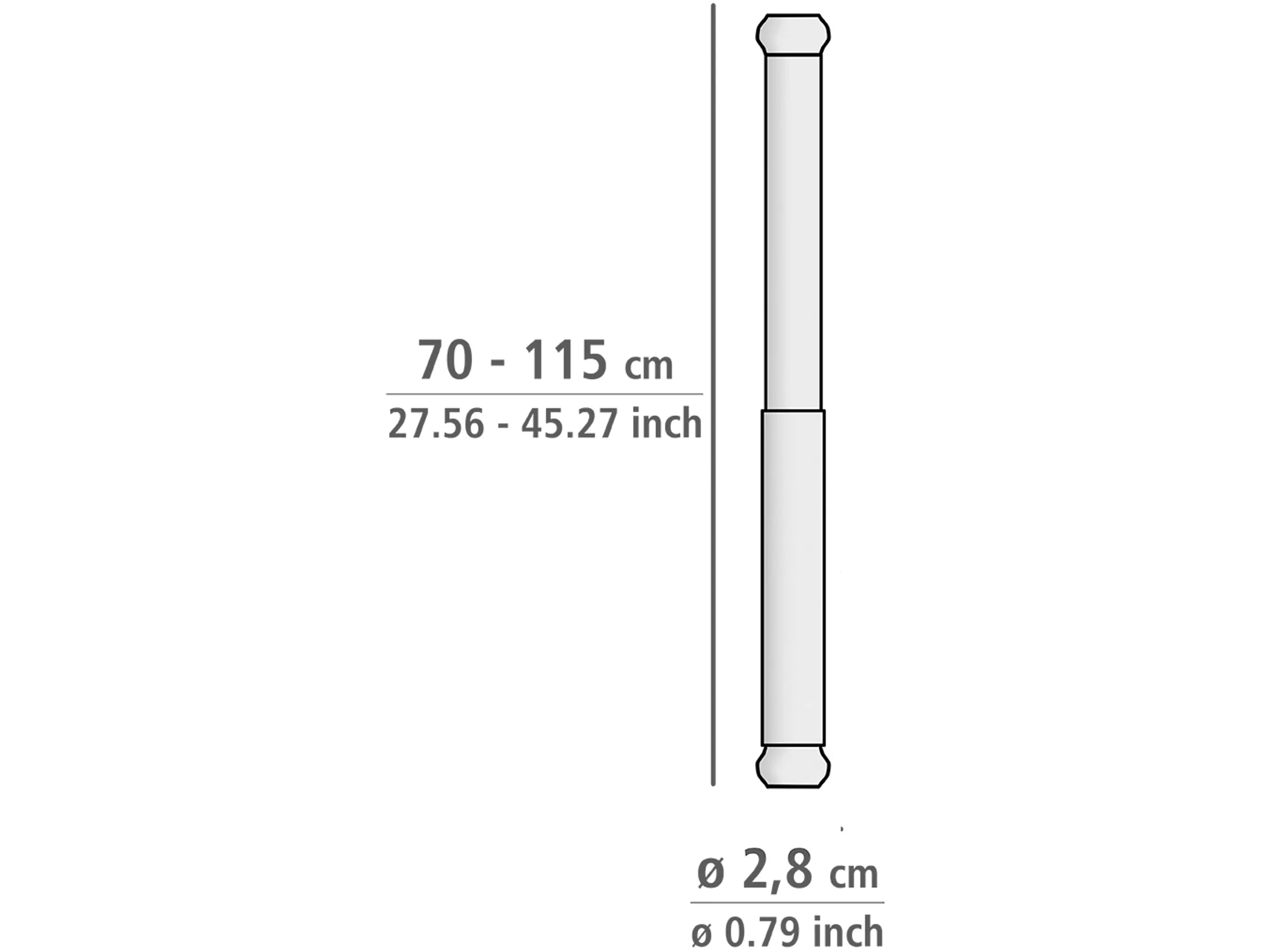 Wenko Teleskop-Duschvorhangstange Luz ausziehbar rostfrei 70 cm - 115 cm Weiß
