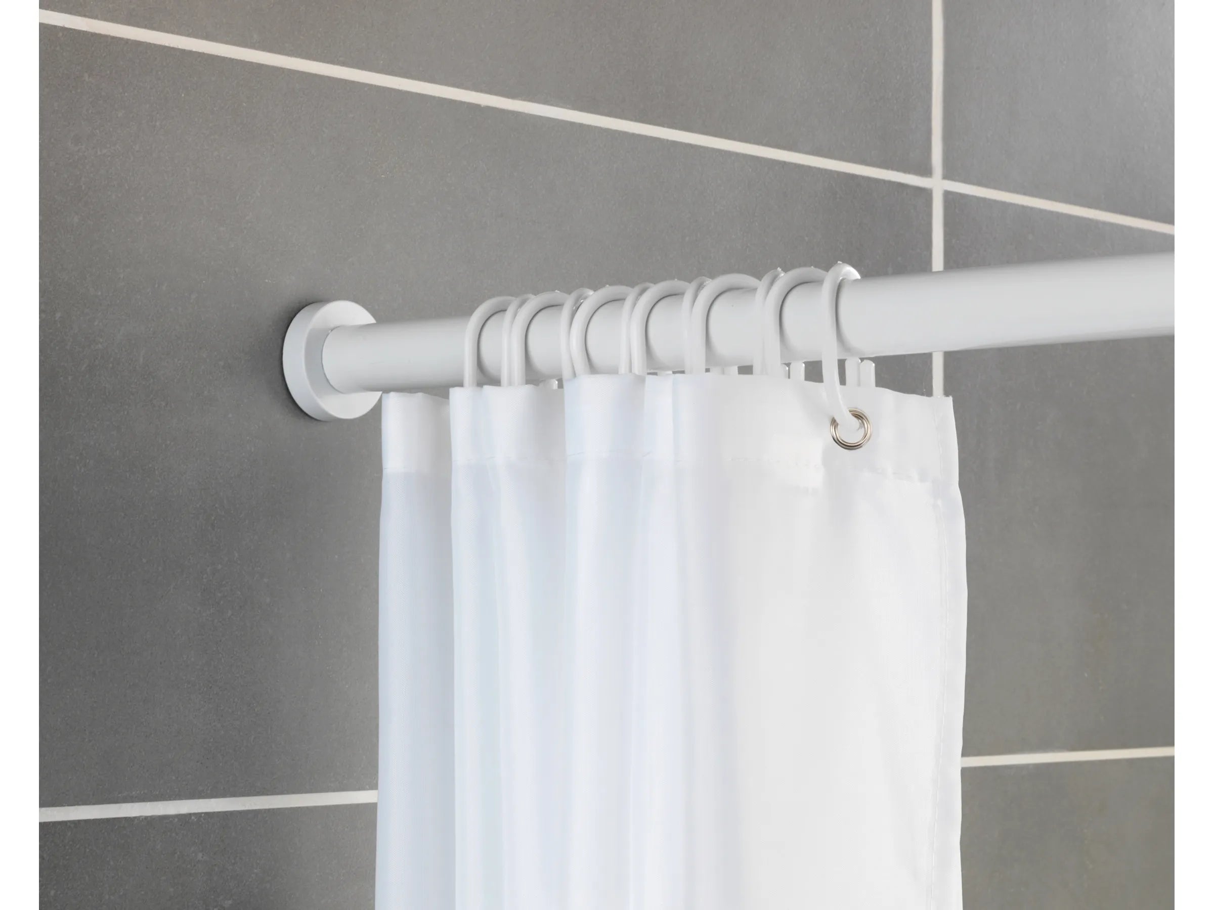 Wenko Teleskop-Duschvorhangstange Luz ausziehbar rostfrei 70 cm - 115 cm Weiß