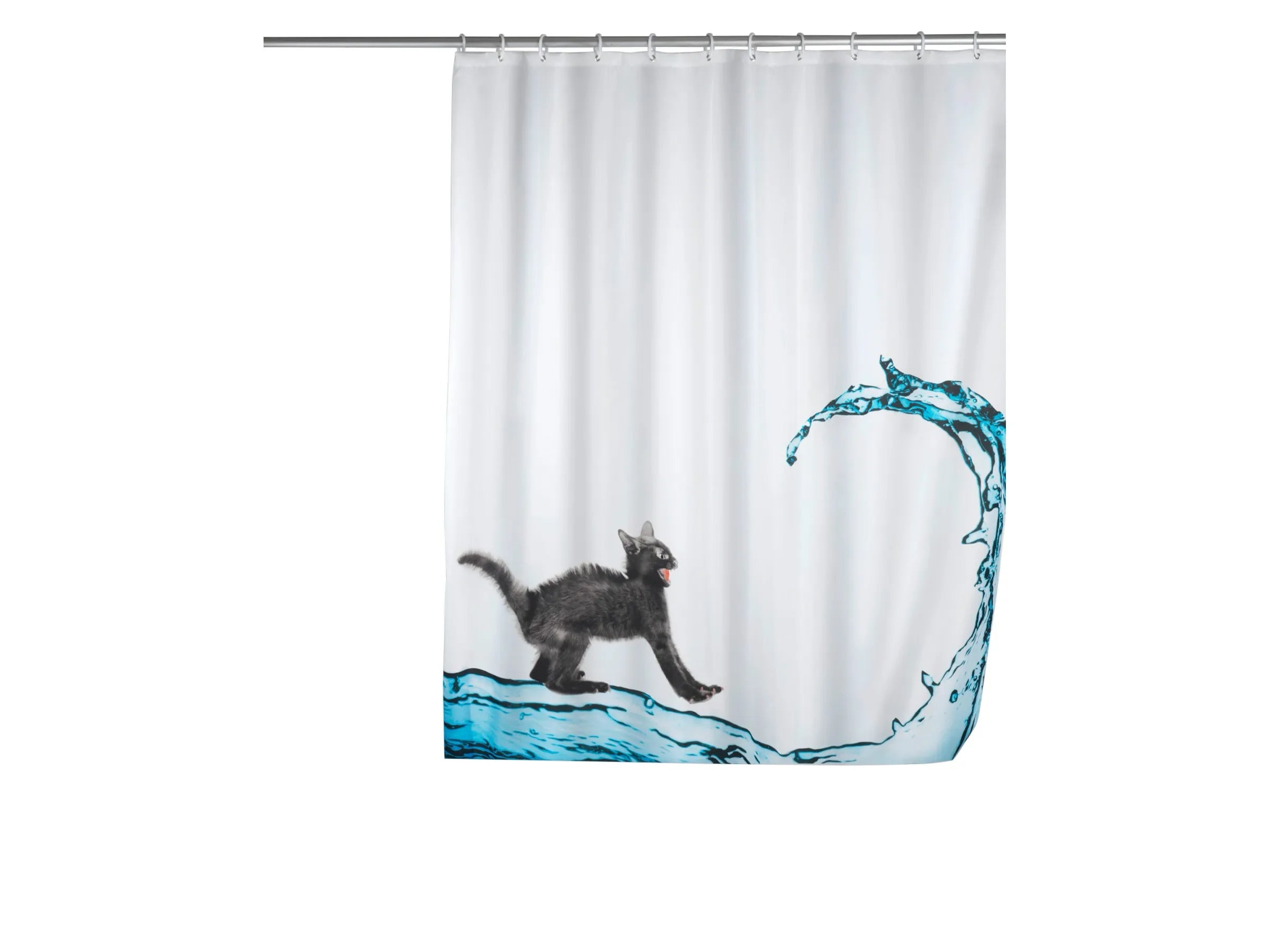 Wenko Duschvorhang Cat 180x200cm Anti Schimmel Wasserabweisend Katzenmotiv