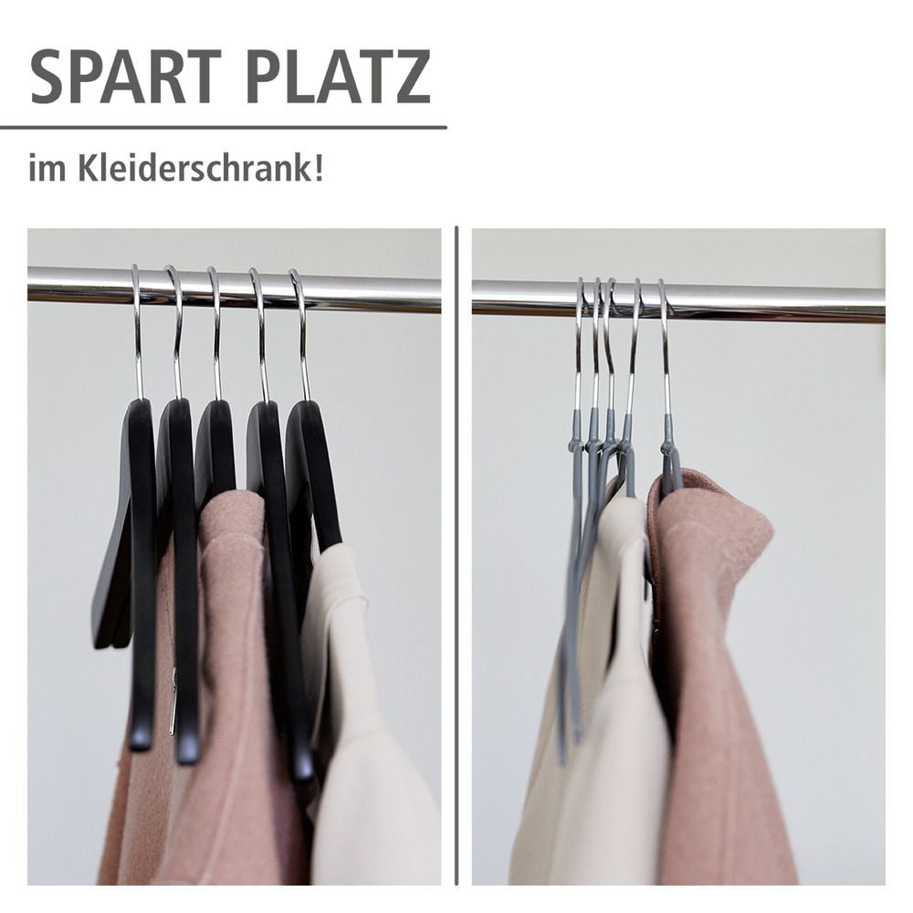 Kleiderbügel Mod. Alessia Grau, 20er Set, extra dünn, platzsparend