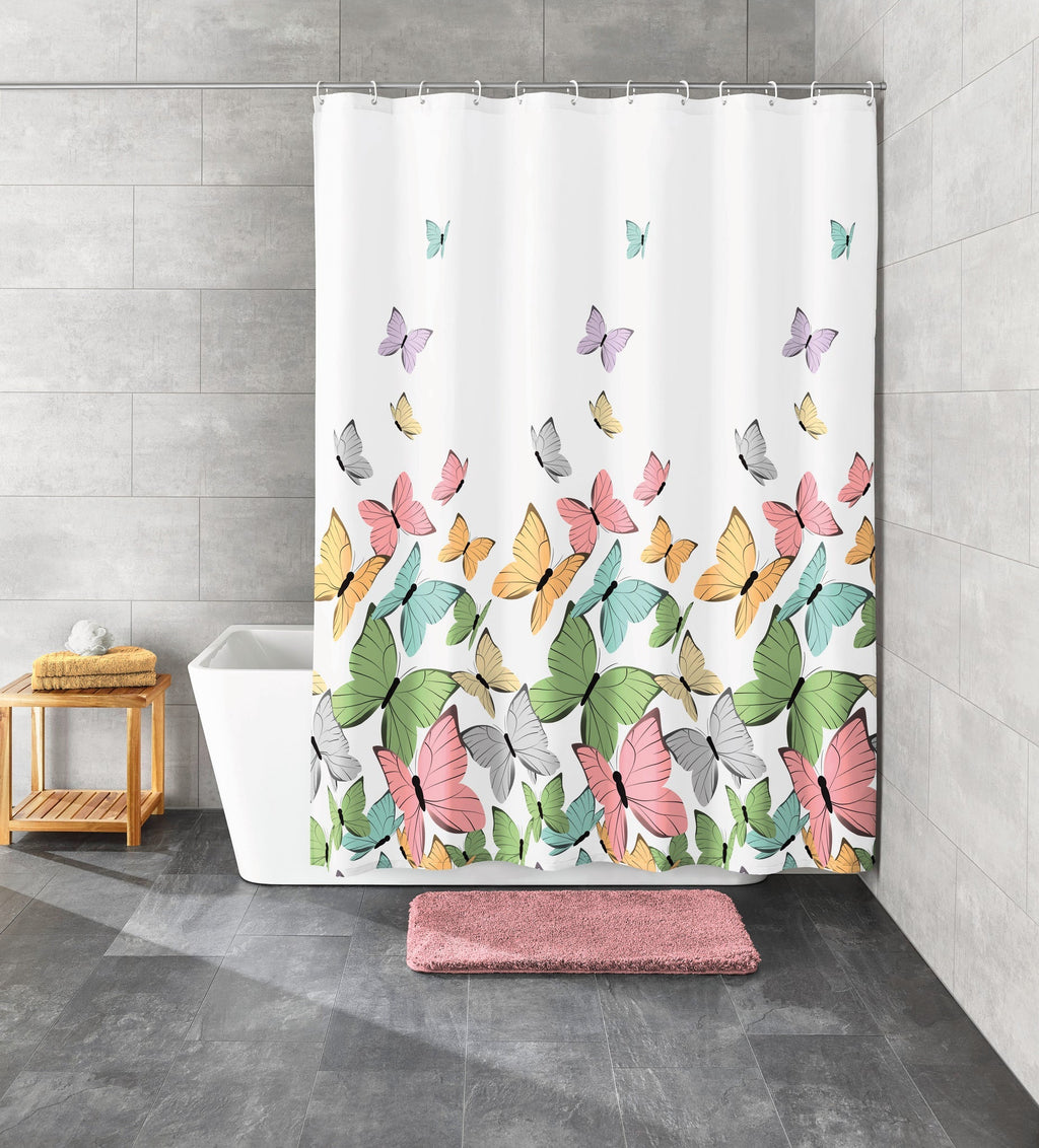 Duschvorhang Textil BUTTERFLIES Multicolor 180 x 200 cm