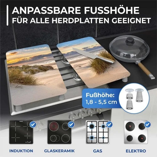 MAXIMEX 2er Glas Herd Abdeck Platten DÜNE Schneide Bretter Küchen Ablagen Motiv
