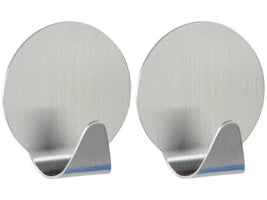 WENKO Rund-Haken Wandhaken Klebehaken, Edelstahl matt, 2er Set Selbstklebend
