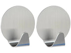 WENKO Rund-Haken Wandhaken Klebehaken, Edelstahl matt, 2er Set Selbstklebend