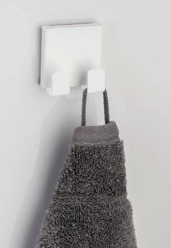 WENKO Handtuchhaken Ovaro Duo Wand Edelstahl Selbstklebend Ohne Bohren Weiß