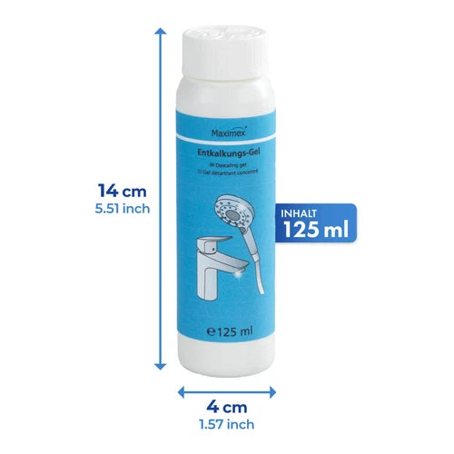 MAXIMEX Entkalkungs Gel mit Bürste 125ml Kalk Wasser Hähne Dusch Köpfe Armaturen