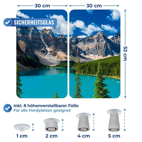 MAXIMEX 2er Set Glas Herd Abdeck Platten BERGSEE Schneide Bretter Küchen Ablagen