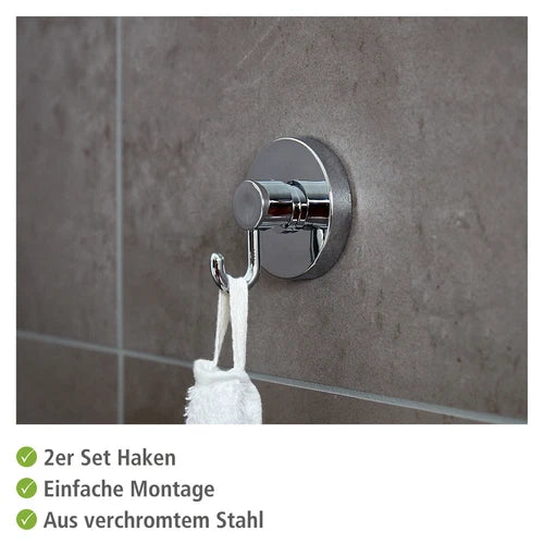 WENKO 2er Set Wand Haken Handtuch Halter Garderoben Bad Küchen WC ohne Bohren